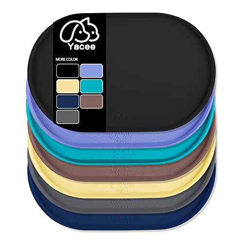  Yacee Silicone Dog Food Mat Waterproof, Easy Clean In Dishwasher, Pet And Cat Mats 0.5" Raised Edges, Placemat Tray To Stop Food Spills And Water Bowl Messes On Floor Large (Small, Black)