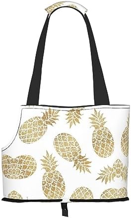  Mqgmz Golden Pineapple Background Print Pet Carrier Tote Bag With Pocket Safety - Amazing Design