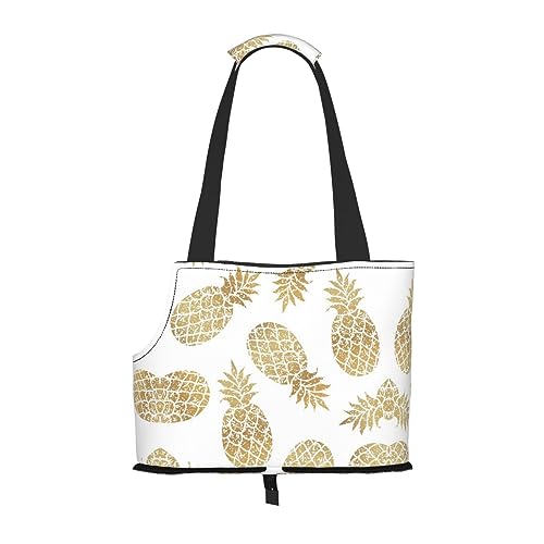 Mqgmz Golden Pineapple Background Print Pet Carrier Tote Bag With Pocket Safety - Amazing Design