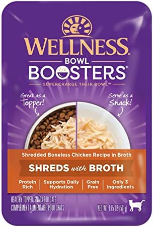  Wellness Bowl Boosters Wet Cat Food Topper, Flaked Salmon & Tuna In Broth, 1.75 Ounce (Pack Of 12)