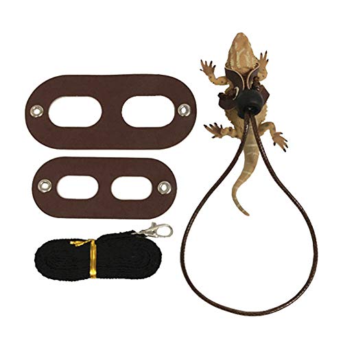  XxiaoTHAWxe Pet Leash Traction Rope, Adjustable Reptile Leash Bearded Dragon Lizard Harness Wing Traction Rope Set For Walking Training Running - Black Without Wing