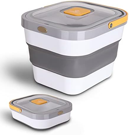  EassyHoo Dog Food Storage Container, 13lb Airtight Pet Food Container For Pets, Foldable Food Storage Bin For Cat Food And Bird Feed, Yellow
