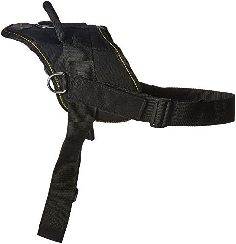  DT Fun Harness, Will Fetch For Food, Black With Yellow Trim, Large - Fits Girth Size: 32-Inch To 42-Inch
