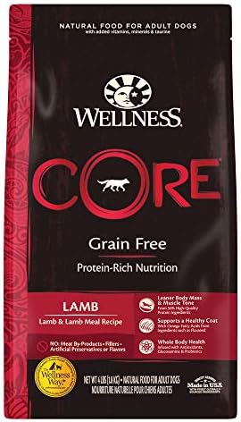  Wellness CORE Grain-Free High-Protein Dry Dog Food, Natural Ingredients, Made In USA With Real Meat, All Breeds, For Adult Dogs (Original Turkey & Chicken, 4-Pound Bag)