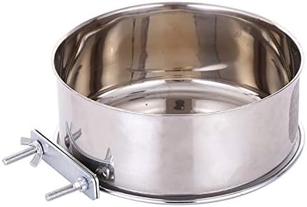  RiamxwR Pet Food Water Bowl With Clamp Holder Stainless Steel Coop Cup Hanging Feeder For Dog Bird Parrot Cat Rabbit Wall Mounted Pet Dog Cat Feeder Parrot Feeding Cups Birds Food Dish