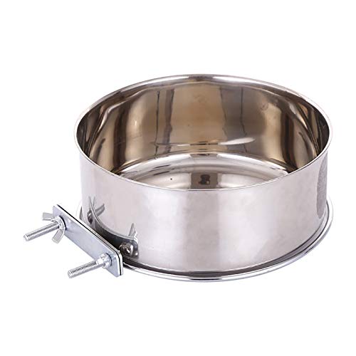  RiamxwR Pet Food Water Bowl With Clamp Holder Stainless Steel Coop Cup Hanging Feeder For Dog Bird Parrot Cat Rabbit Wall Mounted Pet Dog Cat Feeder Parrot Feeding Cups Birds Food Dish