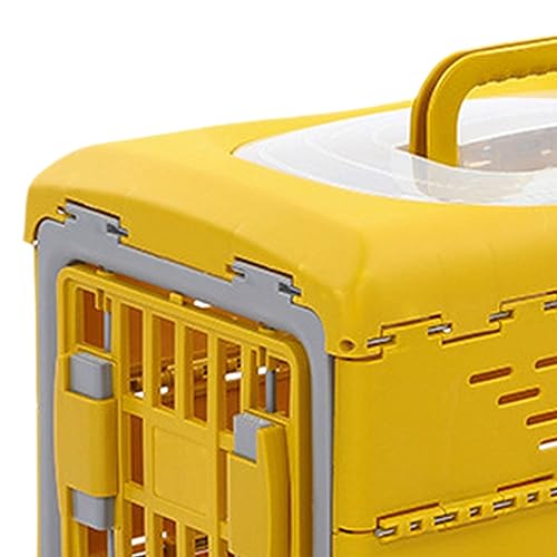  WeiLaiKeQi Collapsible Puppy Crate Portable Dog Kennel Foldable Reusable Heavy Duty Cat Transport Box Travel Cage For Kitten Rabbit Small Animals, Yellow