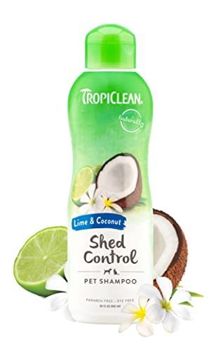  TropiClean Lime & Coconut Deshedding Dog Shampoo For Shedding Control | Natural Pet Shampoo Derived From Natural Ingredients | Cat Friendly | Made In The USA | 20 Oz.