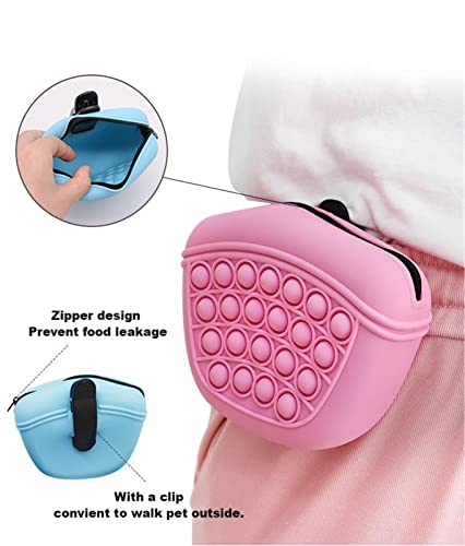  GAVIK 2pcs Silicone Dog Treat Pouch,Training Treat Pouch With Clip,Pet Treat Holder Hands Free For Wet Dry Food,Small Portable Silicone Puppy Treat Pouch