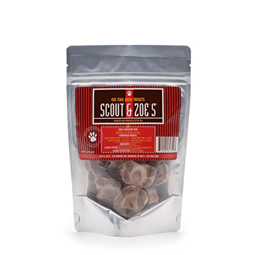  Scout & Zoe's Ox Tails Dog Treats - Indulge Your Pooch - High-Protein And All-Natural, Cleans Teeth, Supports Joints, Sustainably Sourced And USA Made - 3oz