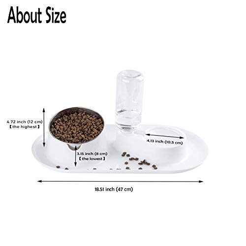  Tfwadmx Rabbit Double Bowls Bunny Automatic Water Dispenser Detachable Plastic Bottle Adjustable Titled Neck Protection Food Feeder For Chinchilla Cat Puppy Squirrel And Other Small Animals