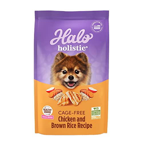  Halo Holistic Dog Food, Complete Digestive Health Cage-Free Chicken And Brown Rice Recipe, Dry Dog Food Bag, Small Breed Formula, 3.5-lb Bag