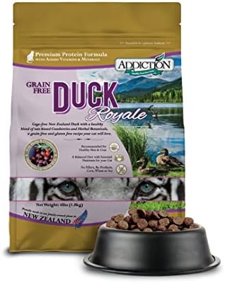  Addiction Grain-Free Duck Royale Entrée Dry Cat Food, Feline Beauty Formula Healthy Weight, Skin And Coat Health, Crafted In New Zealand - 4 Lb