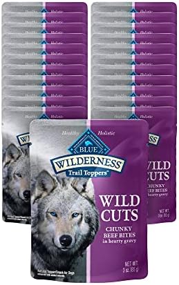  Blue Buffalo Wilderness Trail Toppers Wild Cuts High Protein, Natural Wet Dog Food Variety Pack, Chicken And Beef Bites, 3-oz Pouch, 12 Count