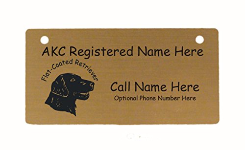  C3194 Flat Coated Retriever Head Crate Tag Personalized With Your Dog's Name