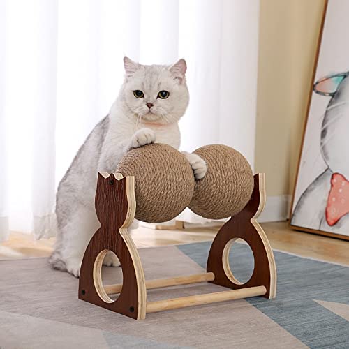  JYDQM Cats Toy Grind The Claws Solid Wood Sisal Ball Cats Toys Scratching Kitten Frame Scratching Post (Color : A, Size : One Size)