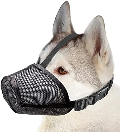  Lepark Nylon Mesh Dog Muzzle With Overhead Strap For Small,Medium And Large Dogs,Anti Biting, Barking And Chewing,Ajustable And Breathable(S,Black)