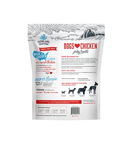  Farmland Traditions Filler Free Dogs Love Chicken Premium Jerky Treats For Dogs, 2 Lbs.