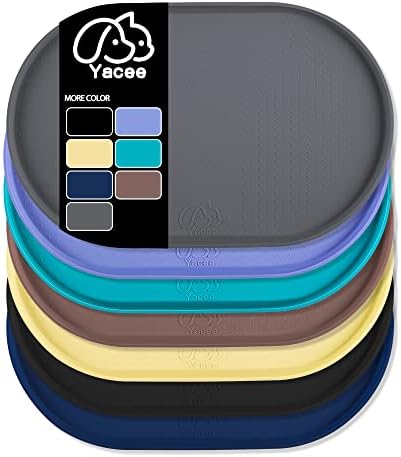  Yacee Silicone Dog Food Mat Waterproof, Easy Clean In Dishwasher, Pet And Cat Mats 0.5" Raised Edges, Placemat Tray To Stop Food Spills And Water Bowl Messes On Floor Large (Small, Black)