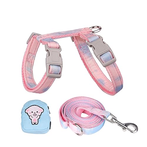  Newtensina Dog Harness Cat Harness With Little Bag For Small Dogs Cats - Pink Blue - M