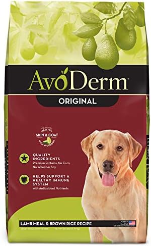  AvoDerm Natural Lamb Meal & Brown Rice Recipe Dry Dog Food, For Allergy Support, 26 Lb