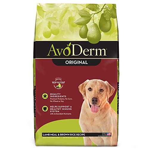  AvoDerm Natural Lamb Meal & Brown Rice Recipe Dry Dog Food, For Allergy Support, 26 Lb