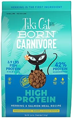 Tiki Cat Born Carnivore High Protein, Herring & Salmon Meal, Grain-Free Baked Kibble To Maximize Nutrients, Dry Cat Food, 2.8 Lbs. Bag