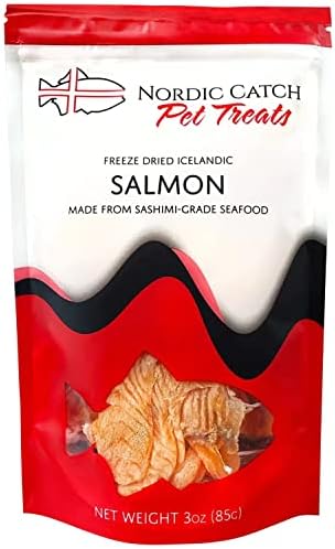  Nordic Catch Freeze Dried Fish Pet Treats From Iceland - Pure, All Natural Seafood Snacks For Dogs, Cats And Other Pets - Human Safe Ingredients, Made From Sashimi Grade Seafood - Salmon
