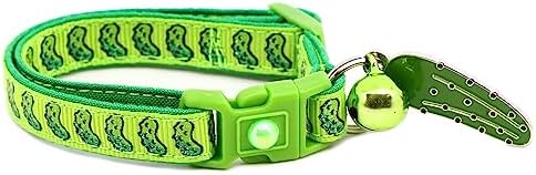  Pickle Cat Collar With Bell | Safety Breakaway Collar | Adjustable Large Size Or Kitten Collar (Small(10lbs & Less), Blue)