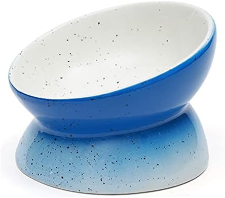  Hapiso Ceramic Raised Cat Bowls,Tilted Elevated Food Or Water Bowls For Small Dog Cat, Porcelain Pet Feeder Bowl Protect Cat's Spine