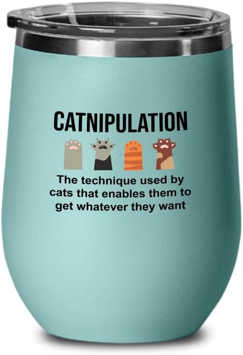  Flairy Land Cat Lady Black Wine Tumbler 12oz - Catnipulation Defiition -Cat Funny Gifts Cat Mom Cat Grandma Pet Paw Kitten Whiskers Cat Lovers Feline Cat Person Cat Rescuer
