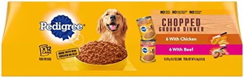  PEDIGREE CHOPPED GROUND DINNER Adult Canned Soft Wet Dog Food, Chicken & Rice Dinner, 13.2 Oz. Cans (Pack Of 12)