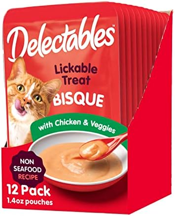  Delectables Bisque Non-Seafood Lickable Wet Cat Treats, Variety Pack, 12 Count (Pack Of 1)