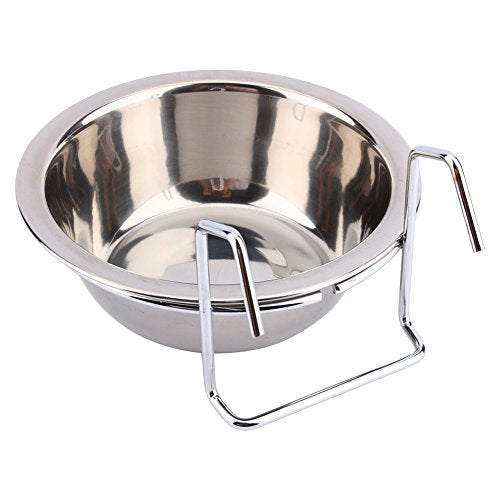  Yosoo Stainless Steel Hanging Pet Cage Bowl Diner Pet Bowl Bird Cat Dog Food Water Bowl With Hanger (Size L)