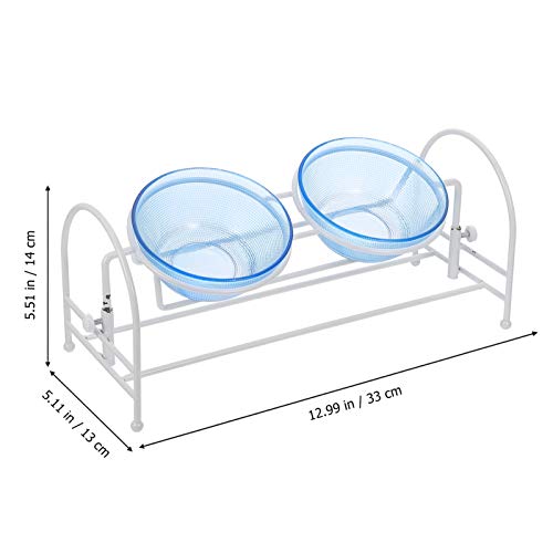  POPETPOP Puppy Water Bowl Double Cat Bowls With Iron Stand Glass Dog Bowls Raised Pet Bowls Food Water Dish Feeder No Spill Non-Skid For Puppy Kitten Glassine