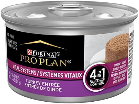  Purina Pro Plan Vital Systems Turkey Wet Cat Food Pate 4-in-1 Brain, Kidney, Digestive And Immune Formula - (24) 3 Oz. Cans