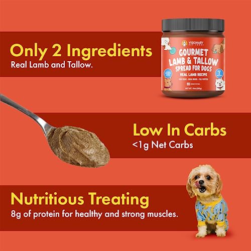  Visionary Pet Foods - Real Lamb Meat Spread For Dogs | Healthier Choice To Peanut Butter | Easy Use As Dog Lick Mat Treat, Chew Toy Filler, Meal Mixers Or Pill Pockets - 10 Fl. Oz Jar