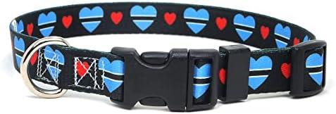  Dog Collar | I Love Botswana | Hearts | Great For National Holidays, Special Events, Festivals, Parades | Made In USA | XSmall Small Medium Large XLarge