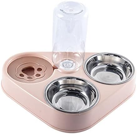  AYENCI Cat Automatic Water, 500ML Dog Bowl Cat Feeder Bowl With Dog Water Bottle Automatic Drinking Pet Bowl Cat Food Bowl Pet Stainless Steel Double 3 Bowl (Color : Navy Blue)