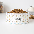 GENERIC Cute Dog Paw & Bones Pattern Pet's Name Bowl, Ceramic Food Bowl For Pets Available In Two Sizes, Gift For Dog, Dog Bowl