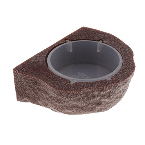  Inzopo Mini Magnet Feeding Ledge For Gecko Diet, Food Or Water & Plastic Cup Bowl - Brown Brown