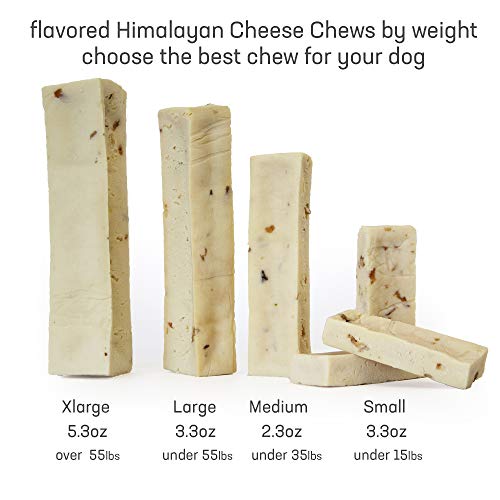  Himalayan Dog Chew Yak Cheese Dog Chews, 100% Natural, Long Lasting, Gluten Free, Healthy & Safe Dog Treats, Lactose & Grain Free, Protein Rich, Large Dogs 55 Lbs & Smaller, Real Bacon Bits, 3.3 Oz