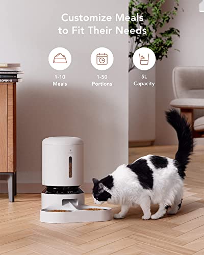  PETLIBRO Automatic Cat Feeder With Camera For 2 Cats, 1080P HD Video Night Vision, 5G WiFi Pet Feeder Pet Camera With Phone APP 2 Way Audio, Low Food & Motion & Sound Alerts For Cat & Dog Dual Tray