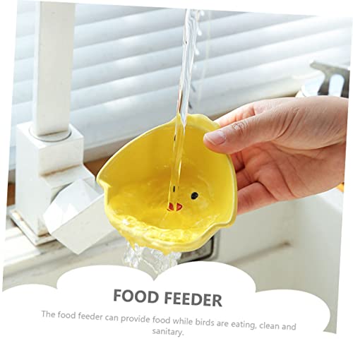  EVANEM 2pcs Rutin Chicken Feeding Pot Poultry Feeder Tray Chicken Feeder Tray Chicken Ceramic Bowl Animal Cage Ceramic Water Bowl Dispenser Container Bird Feeding Bowls Ceramics Yellow