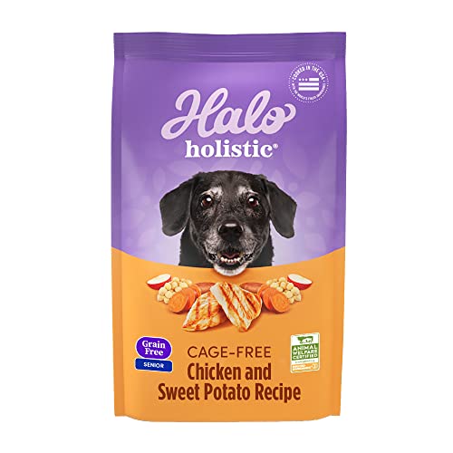  Halo Holistic Dog Food, Complete Digestive Health Grain Free Cage-Free Chicken And Sweet Potato Recipe, Dry Dog Food Bag, Senior Formula, 3.5-lb Bag