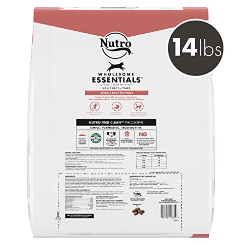  NUTRO WHOLESOME ESSENTIALS Adult Natural Dry Cat Food Salmon & Brown Rice Recipe, 14 Lb. Bag