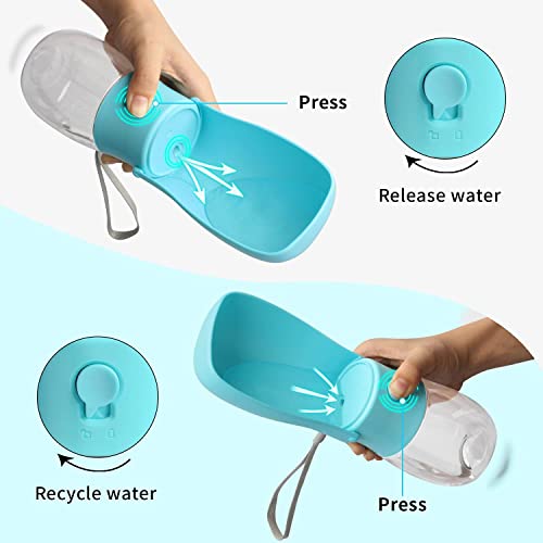  Dog Water Bottle Portable Pet Travel Bowl Foldable Dispenser For Walking Hiking, Puppy Accessories Dog Water Bottle With Activated Carbon Filter, Leak Proof, Food-Grade Materials(10 Oz,Blue)