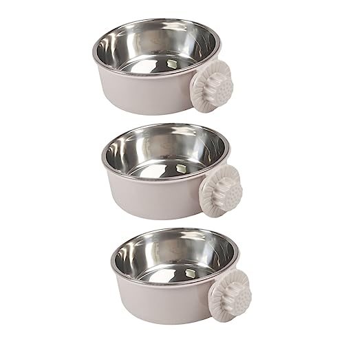  Balacoo 3pcs Cat Grey Steel Cage Macaw Stainless Coop S Bird Dog Pet Hanging Cup Bowl Feeders Food Animal Bows Cockatiel Dish Size Parakeet Feeding Budgies Bowls Birds Supplies For