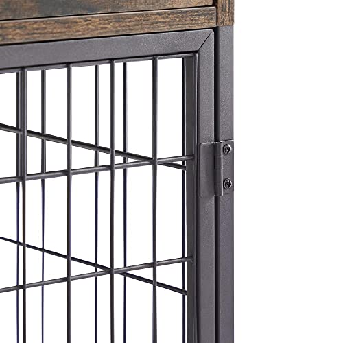  Furnished Wooden Dog Crate End Table, Small Dog Crate Furniture, Storage Console With Pull-Out Drawer, Furnished Dog Cage (Rustic Brownn, 19.69" W X 22.83" D X 26.97" H)