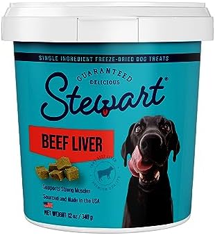  Stewart Freeze Dried Dog Treats, Beef Liver, Grain Free & Gluten Free, 21 Ounce Resealable Tub, Single Ingredient, Dog Training Treats